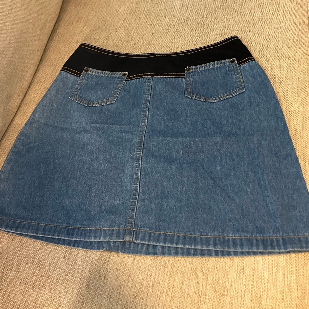 Y2K denim mini skirt with brown sheer waistline - Picture 3 of 7